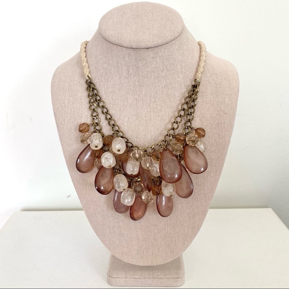 LOFT Pink Stone Layered Statement Necklace